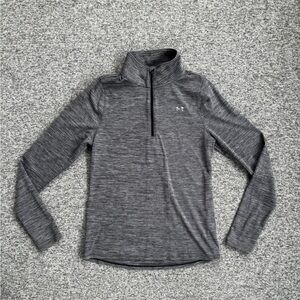Women’s Under Armour Loose Fit Heat Gear 1/4 Zip Gray LS Running Shirt